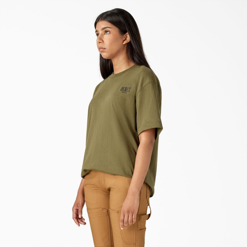 Men's Dickies Built to Last Heavyweight T-Shirt Green | 7861459-YP