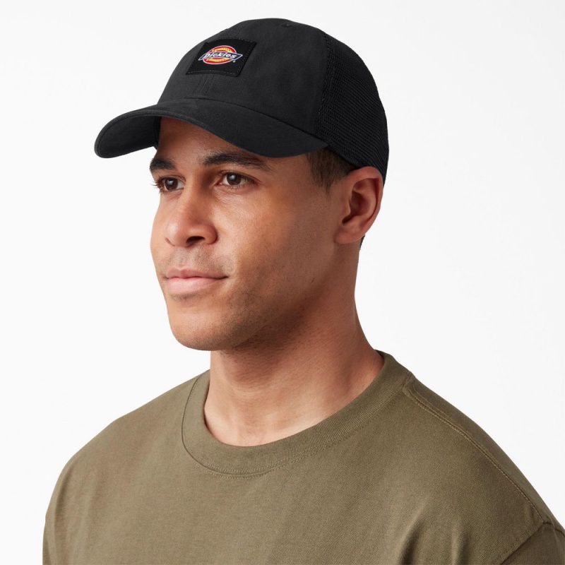 Men's Dickies Canvas Trucker Hat Black | 0361974-LV