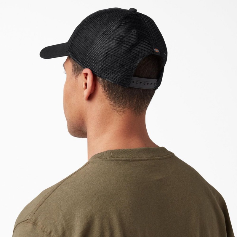 Men's Dickies Canvas Trucker Hat Black | 0361974-LV