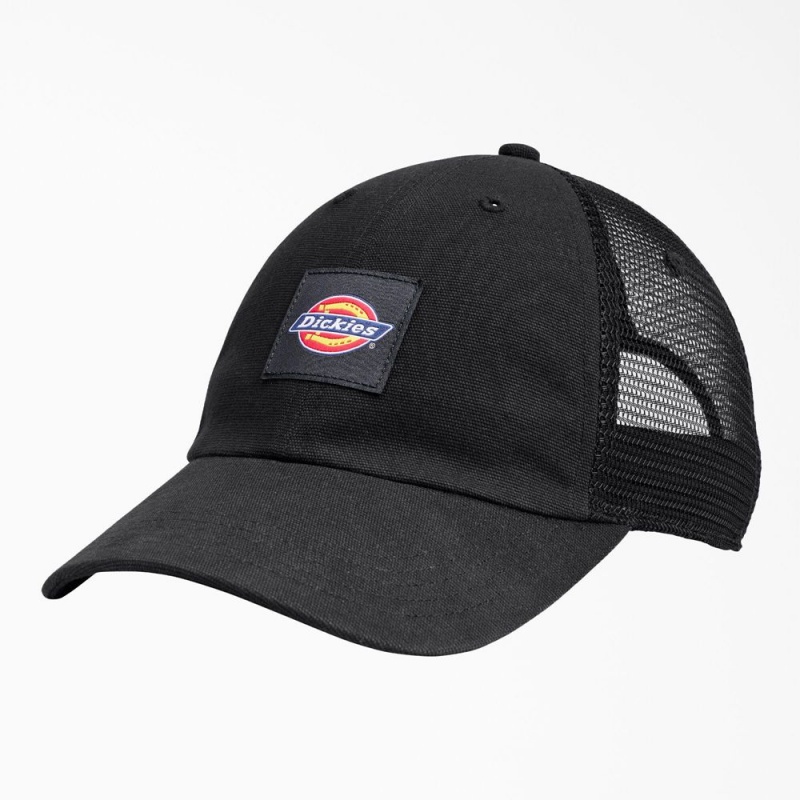 Men\'s Dickies Canvas Trucker Hat Black | 0361974-LV