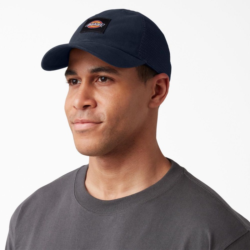 Men's Dickies Canvas Trucker Hat Navy | 5362789-YC