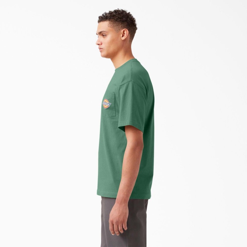 Men's Dickies Chest Logo Pocket T-Shirt Green | 1509342-XC