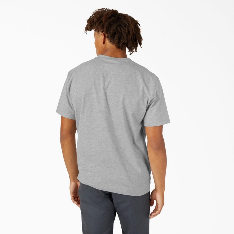 Men's Dickies Chest Logo Pocket T-Shirt Grey | 2037451-SC