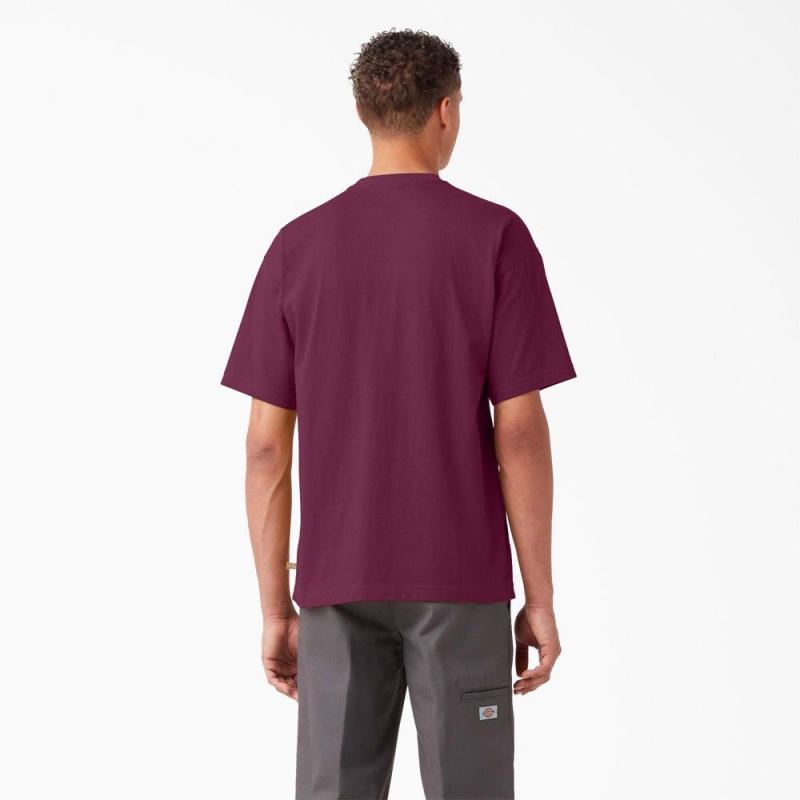 Men's Dickies Chest Logo Pocket T-Shirt Purple | 1783592-IC