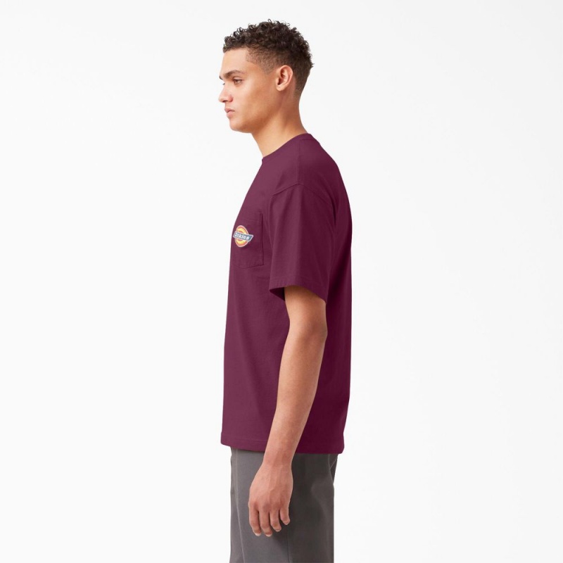 Men's Dickies Chest Logo Pocket T-Shirt Purple | 1783592-IC