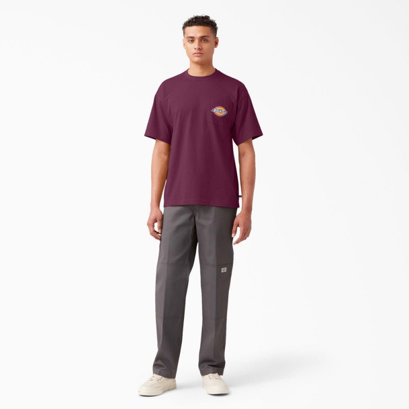 Men's Dickies Chest Logo Pocket T-Shirt Purple | 1783592-IC