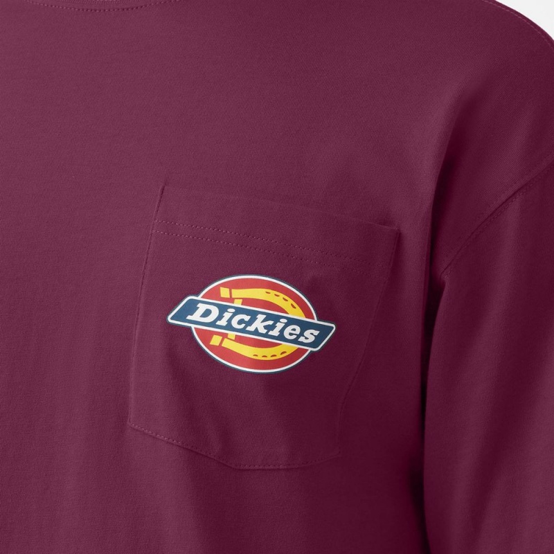 Men's Dickies Chest Logo Pocket T-Shirt Purple | 1783592-IC