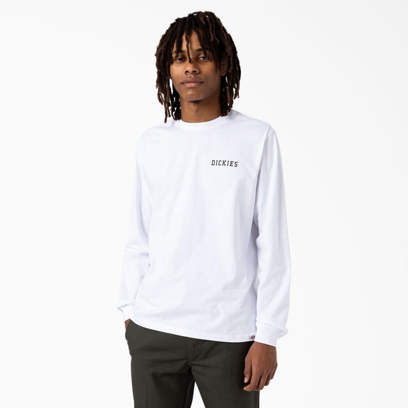 Men's Dickies Cleveland Long Sleeve T-Shirt White | 1386072-YL