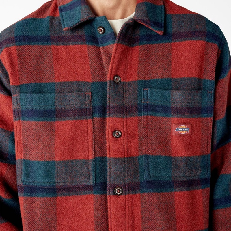 Men's Dickies Coaling Wool Blend Shirt Red | 2971658-SR