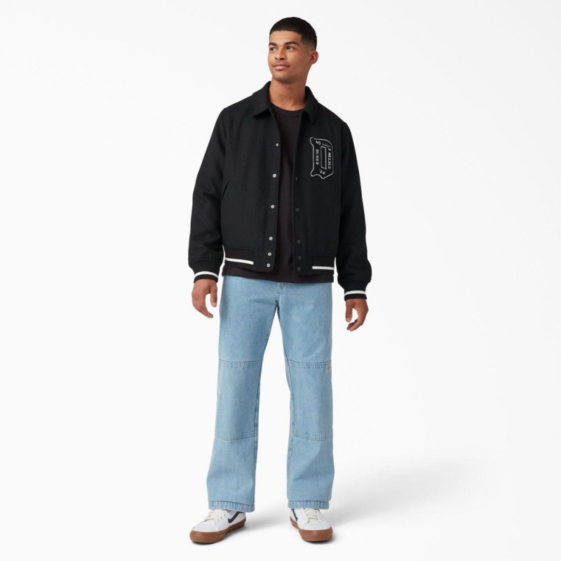 Men's Dickies Collegiate Jacket Black | 5819327-AX