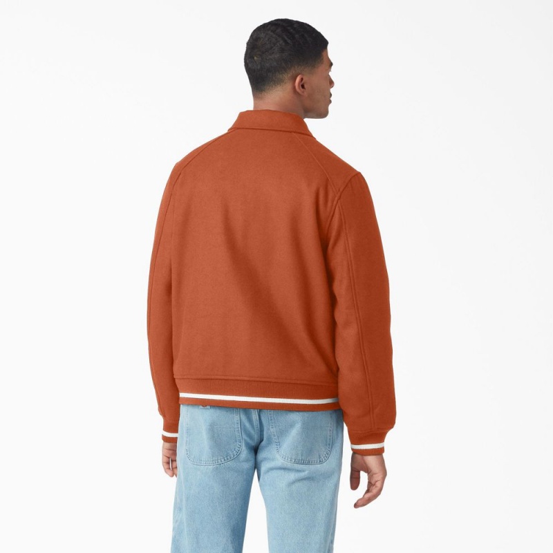 Men's Dickies Collegiate Jacket Orange | 1489670-QN