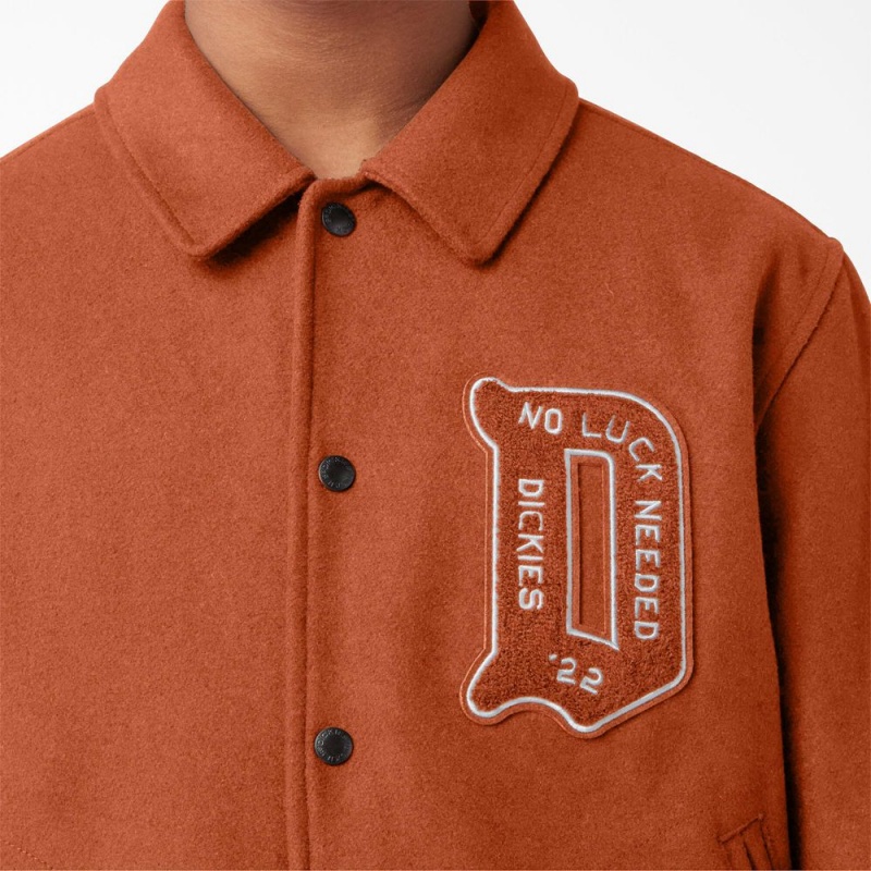 Men's Dickies Collegiate Jacket Orange | 1489670-QN