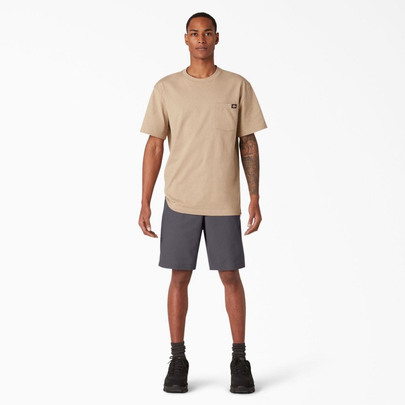 Men's Dickies Cooling Active Waist Shorts Grey | 7624859-AN