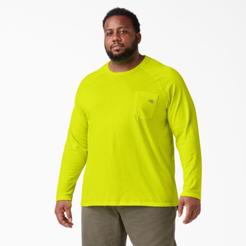 Men's Dickies Cooling Long Sleeve Pocket T-Shirt Green | 2506974-BT