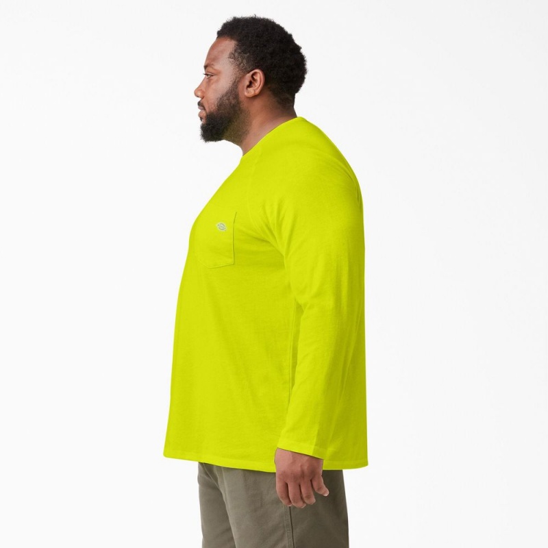 Men's Dickies Cooling Long Sleeve Pocket T-Shirt Green | 2506974-BT