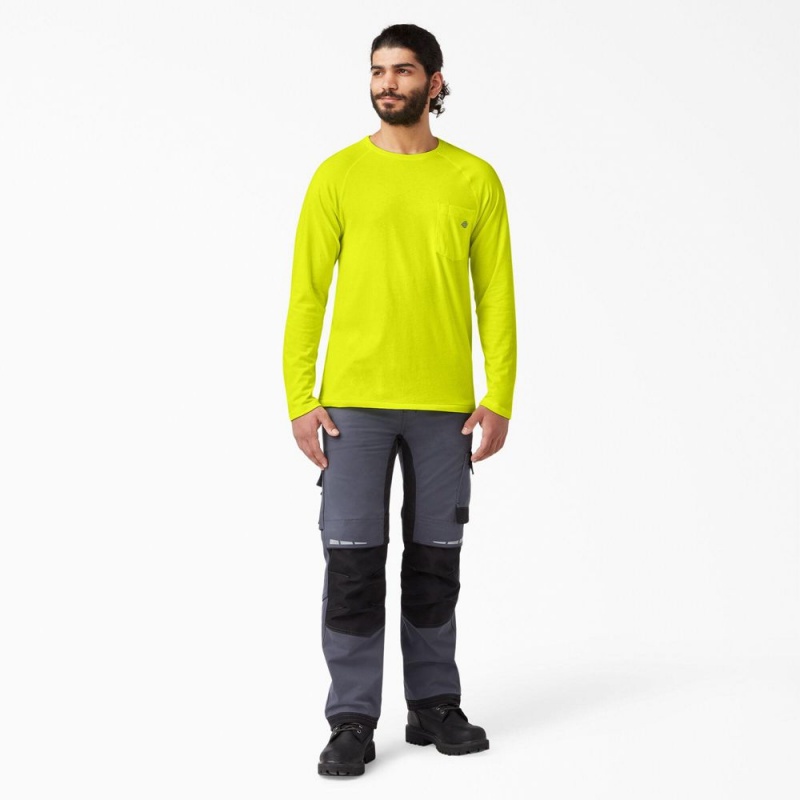 Men's Dickies Cooling Long Sleeve Pocket T-Shirt Green | 2506974-BT