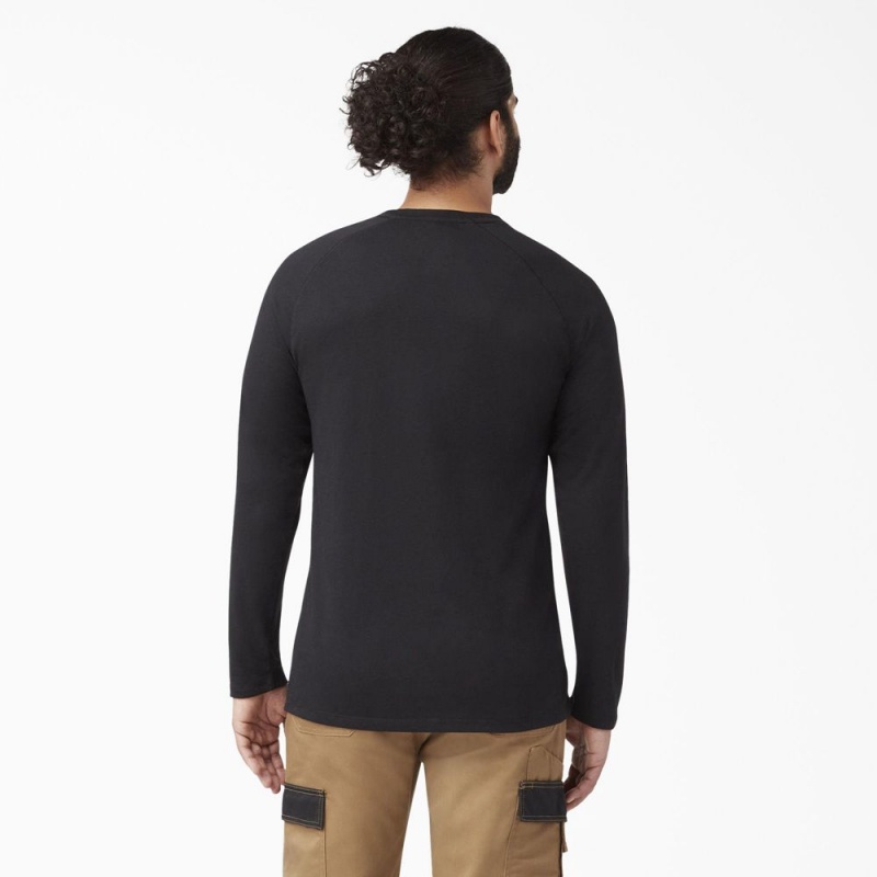 Men's Dickies Cooling Long Sleeve Pocket T-Shirt Black | 3901768-HE