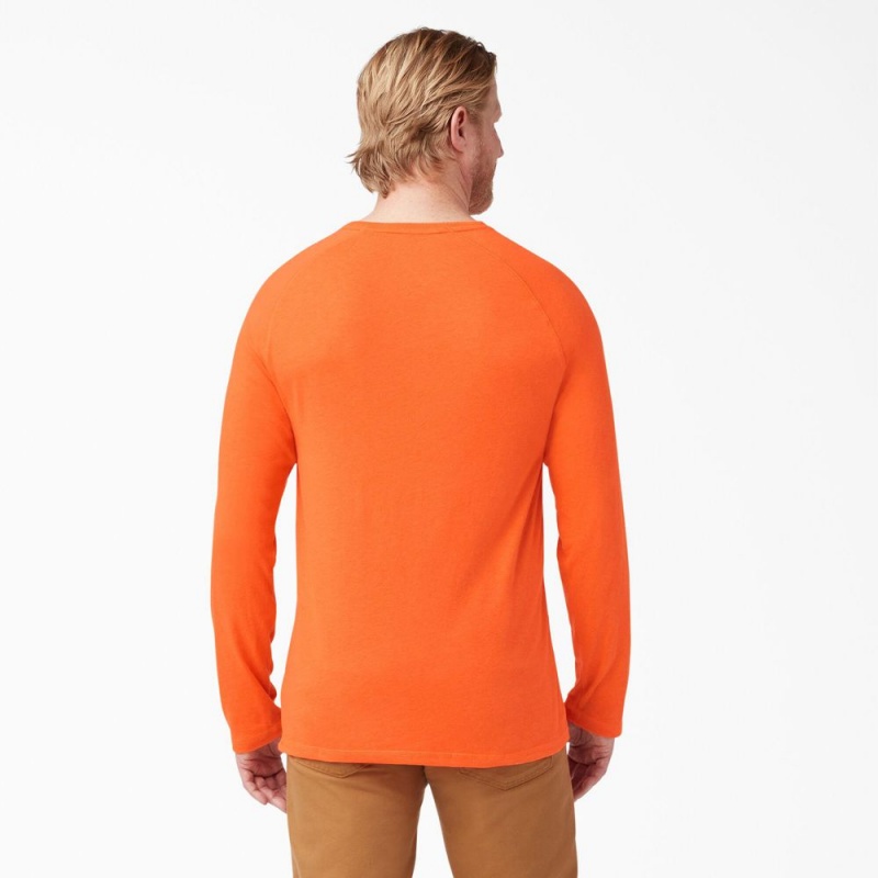 Men's Dickies Cooling Long Sleeve Pocket T-Shirt Orange | 8423051-EL