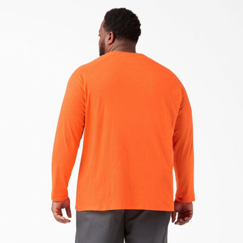 Men's Dickies Cooling Long Sleeve Pocket T-Shirt Orange | 8423051-EL