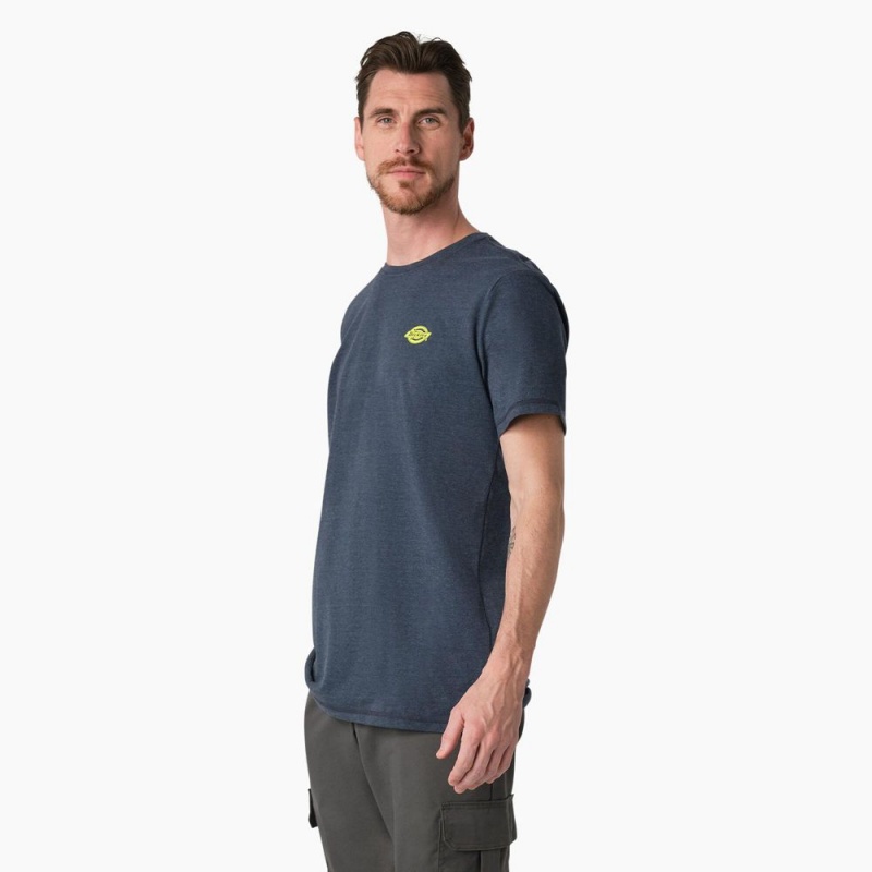 Men's Dickies Cooling Performance Graphic T-Shirt Navy | 8704569-CL