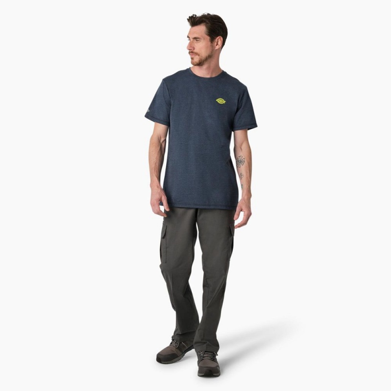 Men's Dickies Cooling Performance Graphic T-Shirt Navy | 8704569-CL