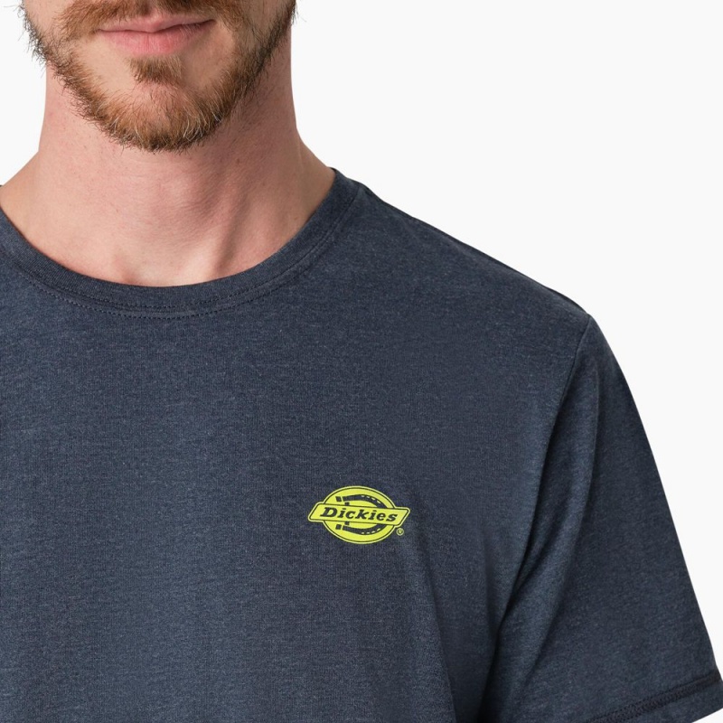 Men's Dickies Cooling Performance Graphic T-Shirt Navy | 8704569-CL