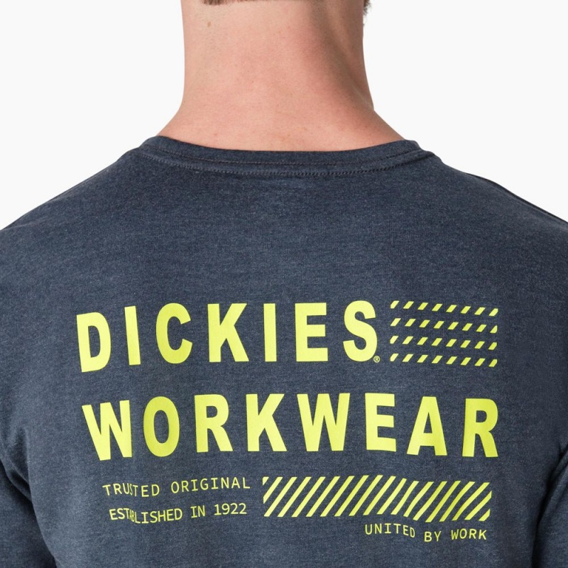 Men's Dickies Cooling Performance Graphic T-Shirt Navy | 8704569-CL