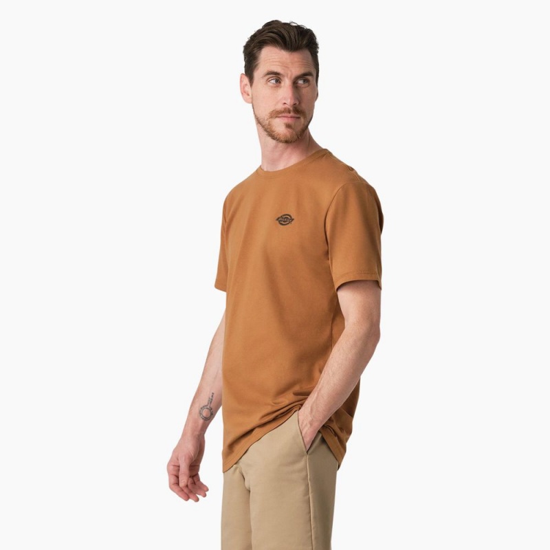 Men's Dickies Cooling Performance Graphic T-Shirt Brown | 6134082-IX