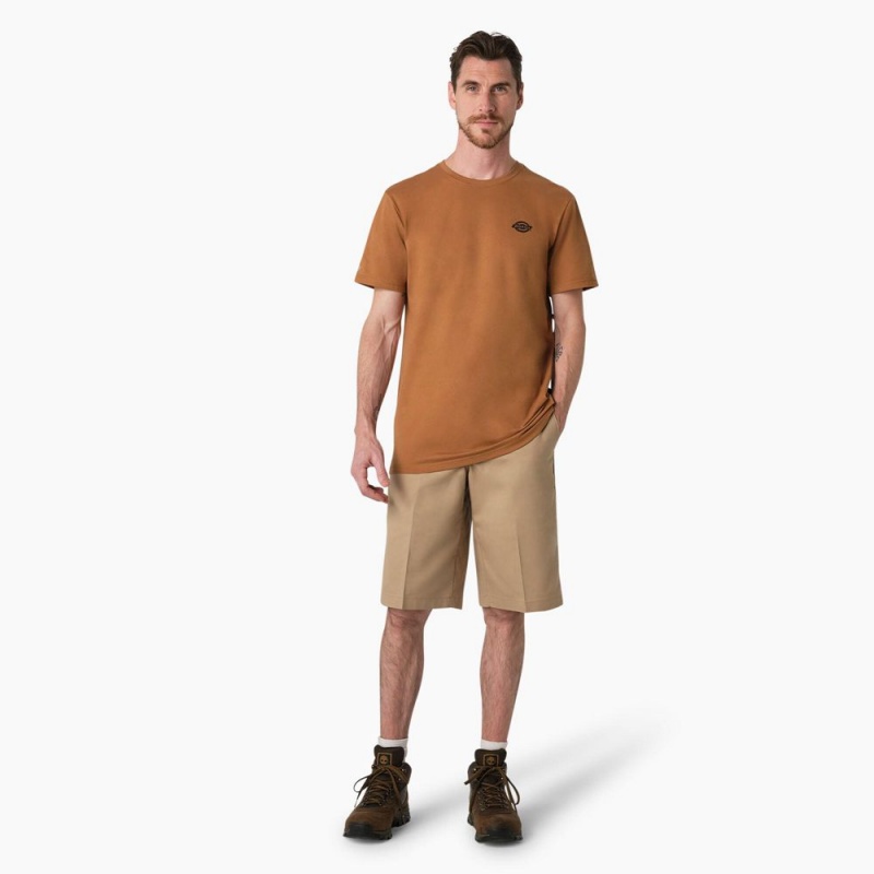 Men's Dickies Cooling Performance Graphic T-Shirt Brown | 6134082-IX