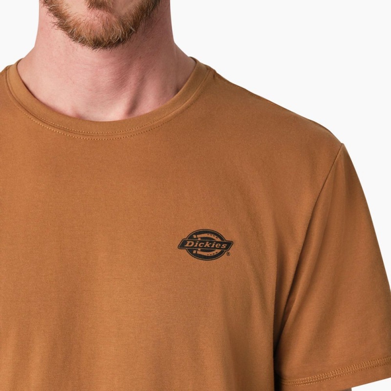 Men's Dickies Cooling Performance Graphic T-Shirt Brown | 6134082-IX