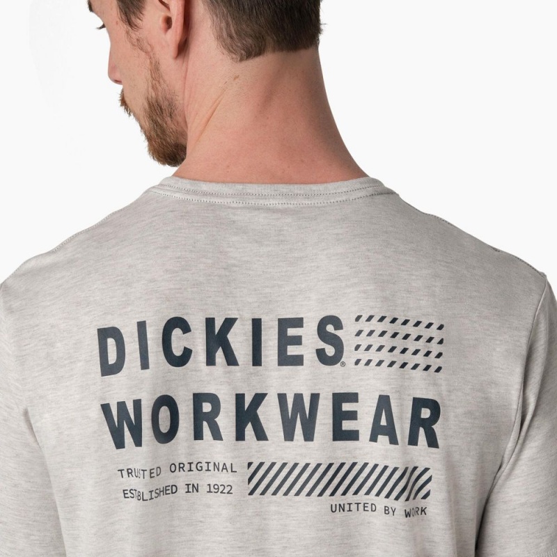 Men's Dickies Cooling Performance Graphic T-Shirt Grey | 2180693-WB