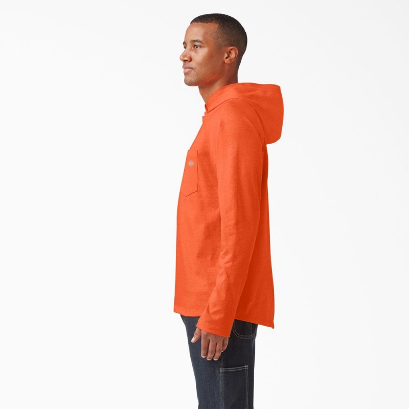 Men's Dickies Cooling Performance Sun Hoodie Orange | 9231806-FE