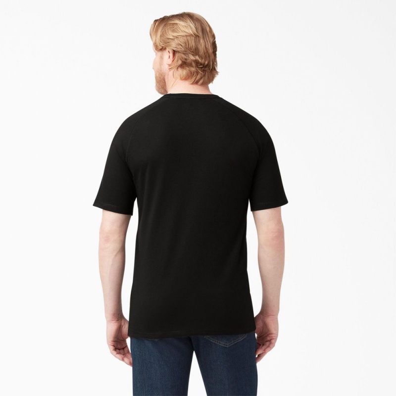 Men's Dickies Cooling Short Sleeve Pocket T-Shirt Black | 1356487-HS