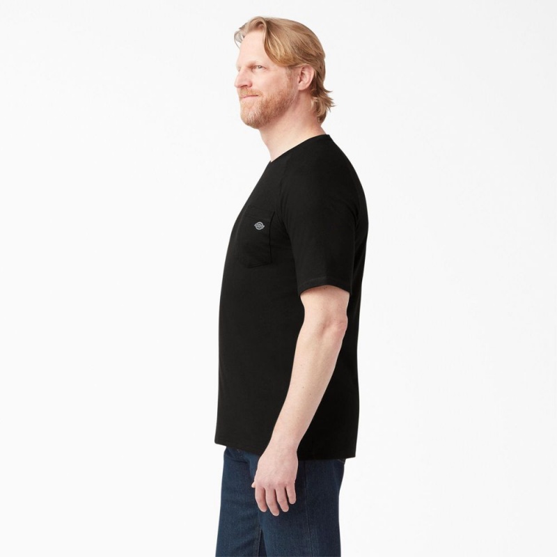 Men's Dickies Cooling Short Sleeve Pocket T-Shirt Black | 1356487-HS