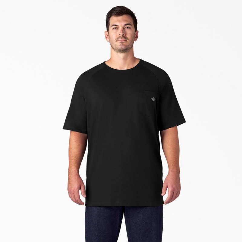 Men's Dickies Cooling Short Sleeve Pocket T-Shirt Black | 1356487-HS