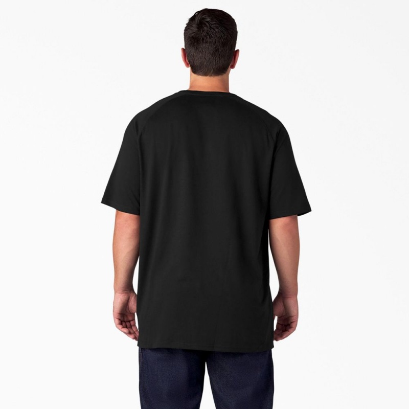 Men's Dickies Cooling Short Sleeve Pocket T-Shirt Black | 1356487-HS