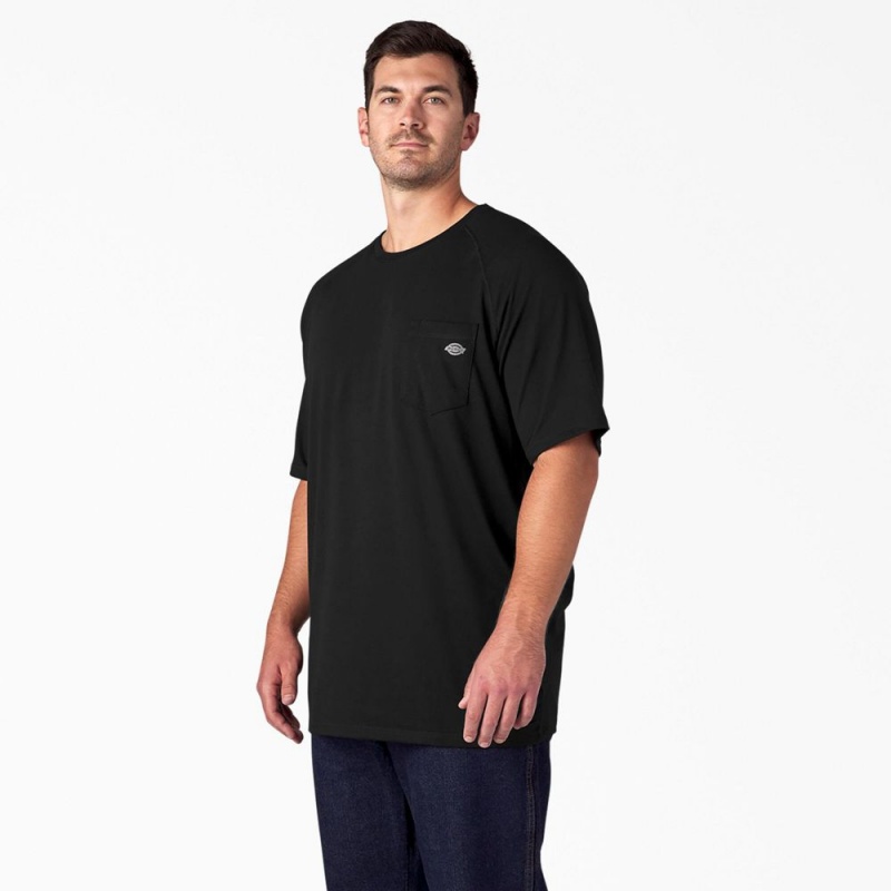 Men's Dickies Cooling Short Sleeve Pocket T-Shirt Black | 1356487-HS