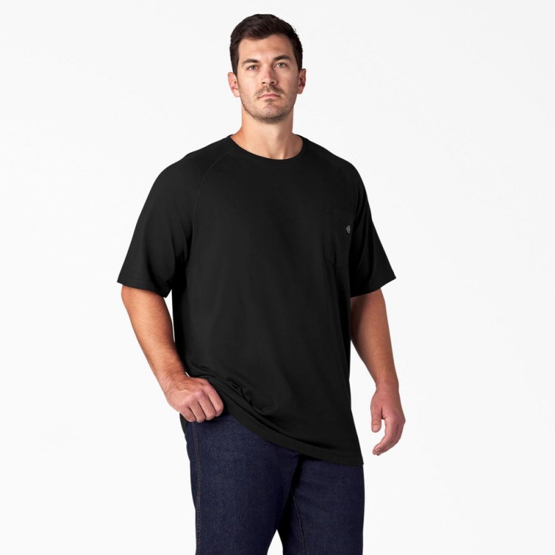 Men's Dickies Cooling Short Sleeve Pocket T-Shirt Black | 1356487-HS