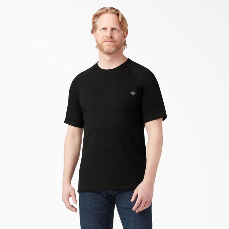 Men\'s Dickies Cooling Short Sleeve Pocket T-Shirt Black | 1356487-HS