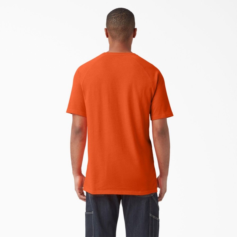 Men's Dickies Cooling Short Sleeve Pocket T-Shirt Orange | 6351024-BL