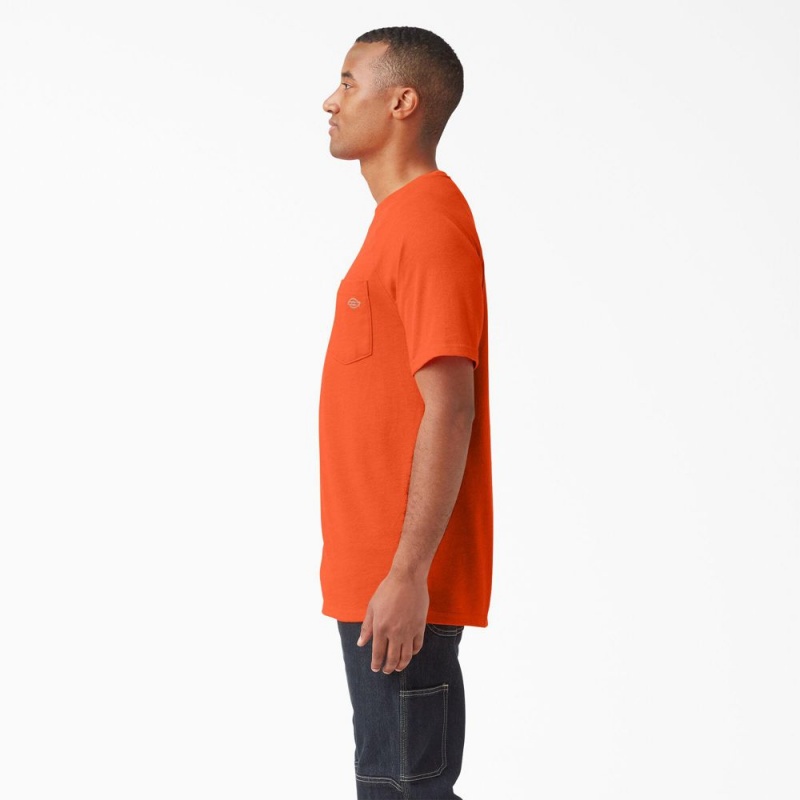 Men's Dickies Cooling Short Sleeve Pocket T-Shirt Orange | 6351024-BL