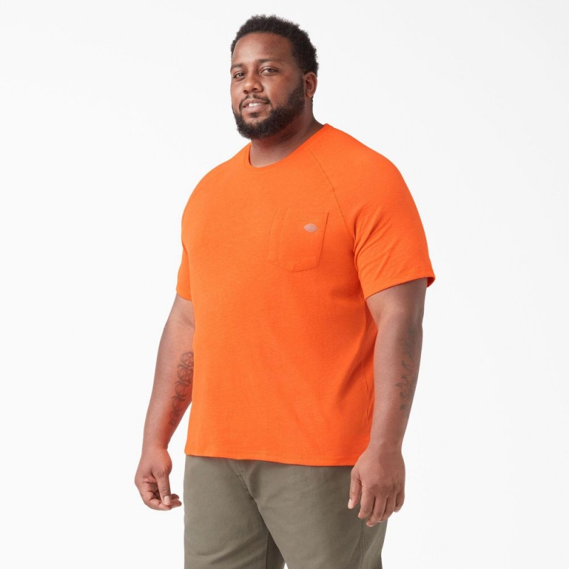 Men's Dickies Cooling Short Sleeve Pocket T-Shirt Orange | 6351024-BL