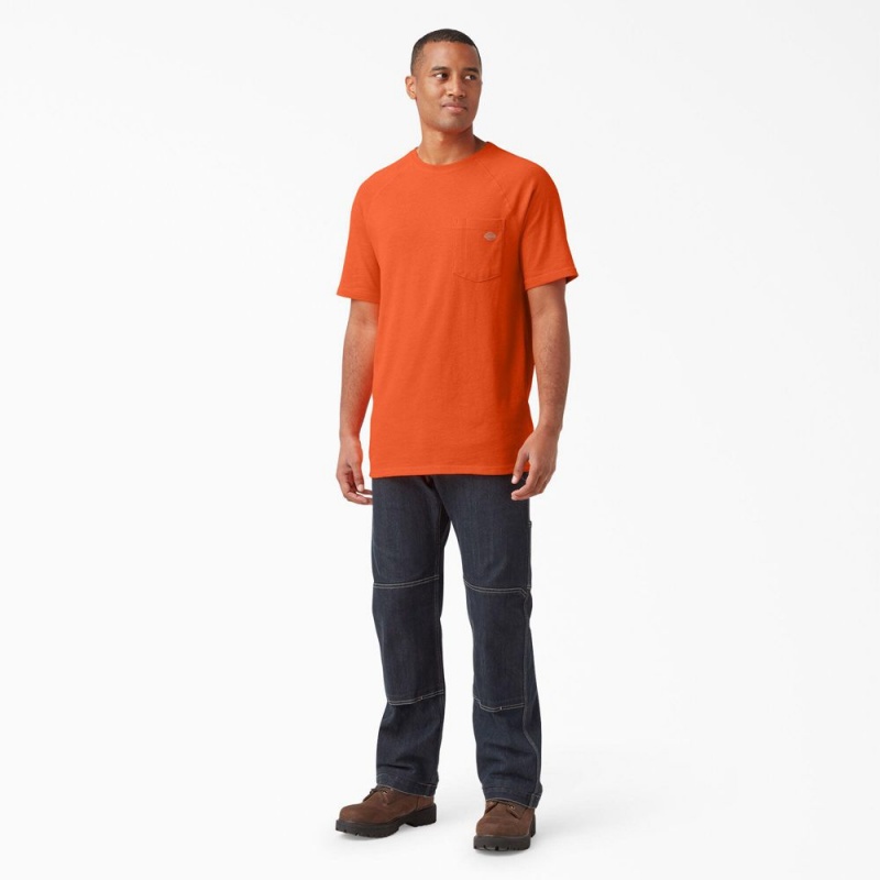 Men's Dickies Cooling Short Sleeve Pocket T-Shirt Orange | 6351024-BL