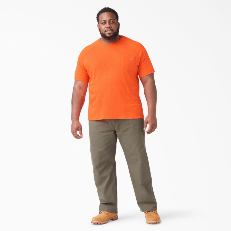 Men's Dickies Cooling Short Sleeve Pocket T-Shirt Orange | 6351024-BL