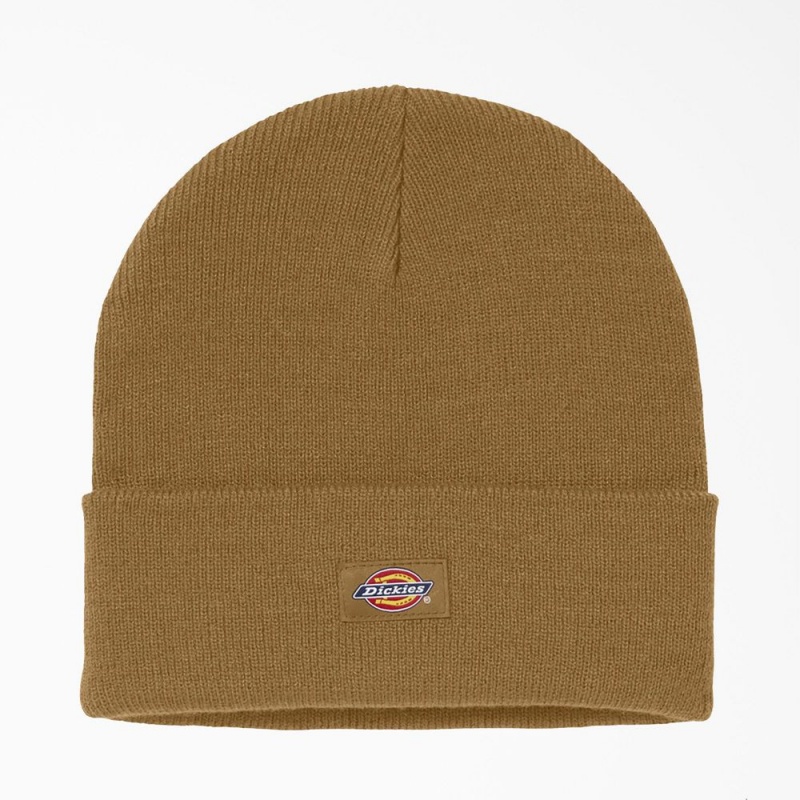 Men\'s Dickies Cuffed Knit Beanie Brown | 7480536-PN