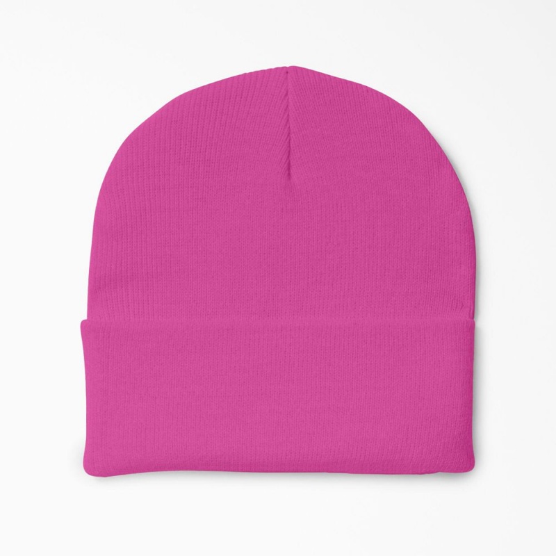 Men's Dickies Cuffed Knit Beanie Pink | 8439715-CP