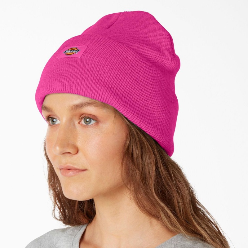 Men's Dickies Cuffed Knit Beanie Pink | 8439715-CP