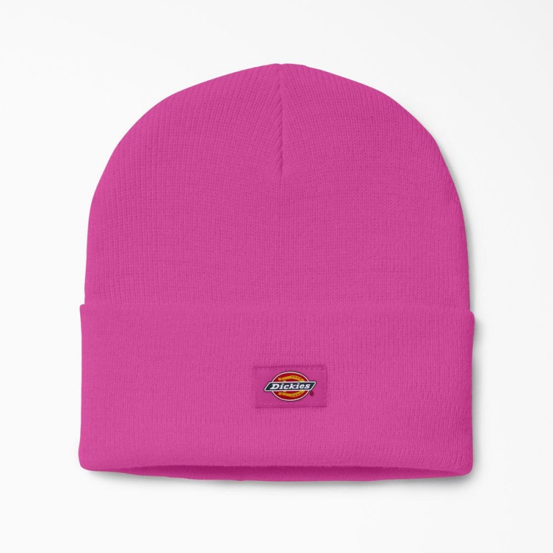 Men\'s Dickies Cuffed Knit Beanie Pink | 8439715-CP