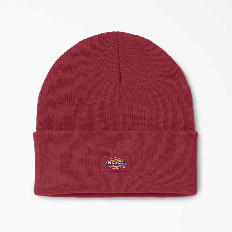 Men\'s Dickies Cuffed Knit Beanie Red | 2065941-SN