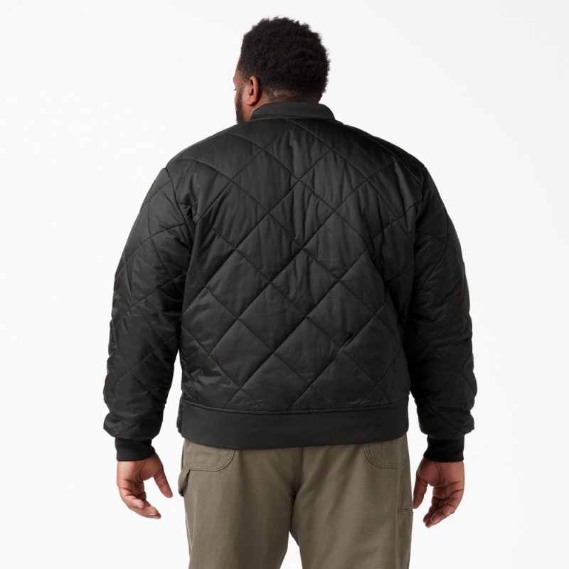 Men's Dickies Diamond Quilted Jacket Black | 2164390-AY